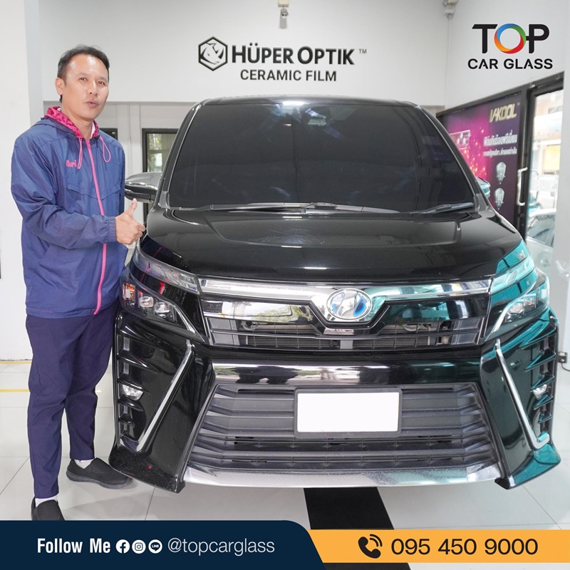 รถตู้ TOYOTA VOXY ติดฟิล์มกรองแสงรถยนต์ V-KOOL BlackxEV