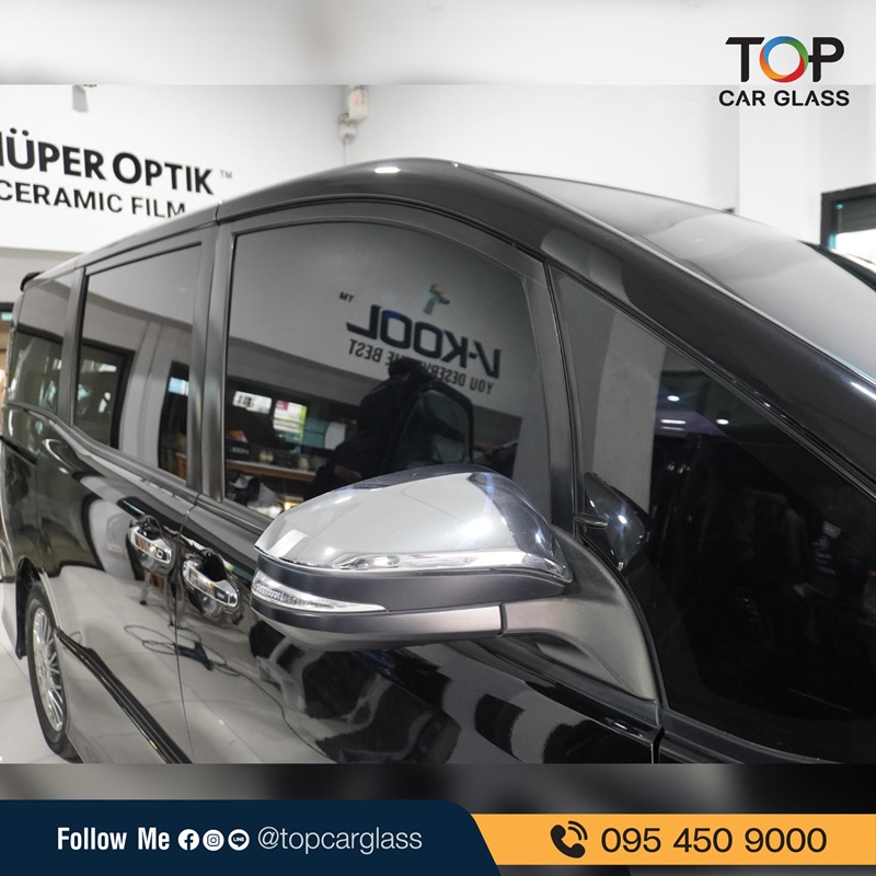 รถตู้ TOYOTA VOXY ติดฟิล์มกรองแสงรถยนต์ V-KOOL BlackxEV